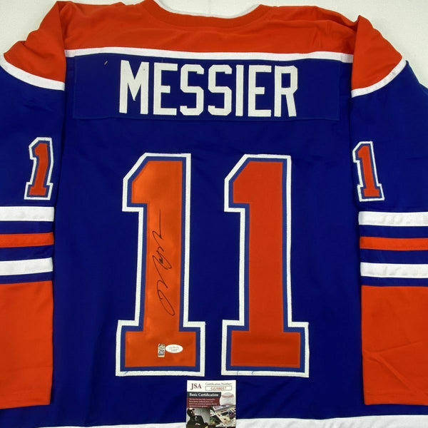 Framed Autographed/Signed Mark Messier 33x42 Edmonton Blue Hockey Jersey  JSA COA at 's Sports Collectibles Store