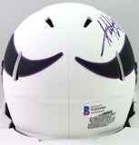 Adrian Peterson Signed Minn Vikings Lunar Speed Mini Helmet- Beckett W *Purple