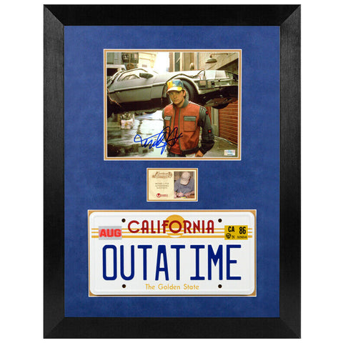 Michael J. Fox Autographed Back to the Future 8x10 Photo and Framed Display Set