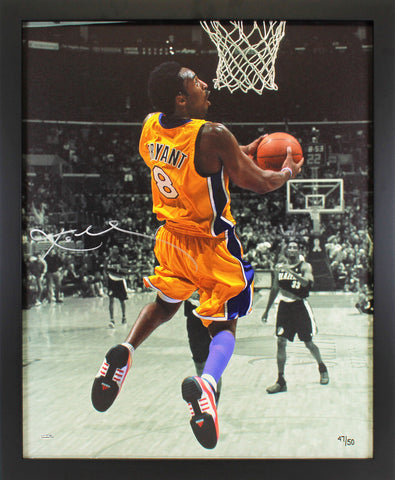 Lakers Kobe Bryant Signed & Framed 25.5x32 Photo To Art Canvas LE #47/50 UDA