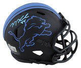 Lions T.J. Hockenson Authentic Signed Eclipse Speed Mini Helmet BAS Witnessed