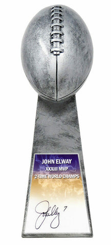 John Elway BRONCOS Signed Football World Champion Replica Silver Trophy - SS COA