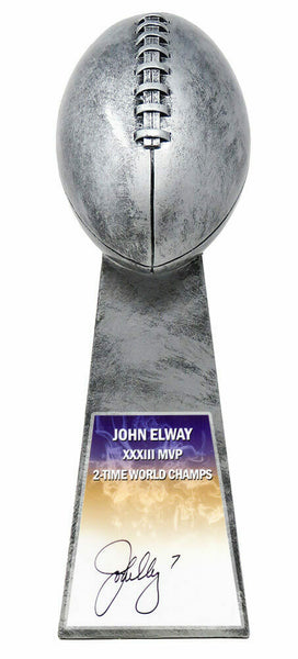 John Elway BRONCOS Signed Football World Champion Replica Silver Trophy - SS COA