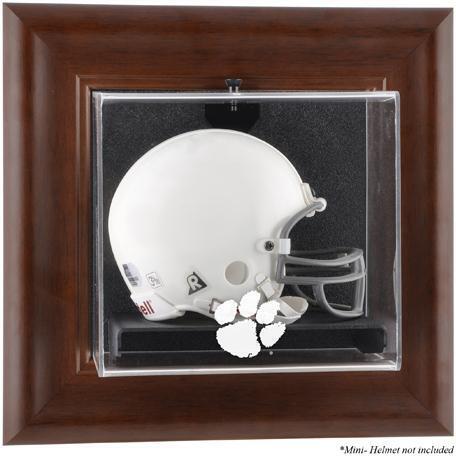 Clemson Tigers Brown Framed Wall-Mountable Mini Helmet Display Case