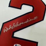 FRAMED Autographed/Signed RED SCHOENDIENST 33x42 St. Louis White Jersey BAS COA