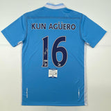 Autographed/Signed Sergio Kun Aguero Manchester City Blue Jersey Beckett BAS COA