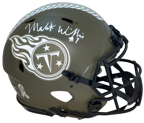 MALIK WILLIS SIGNED TENNESSEE TITANS SALUTE TO SERVICE AUTHENTIC HELMET BECKETT