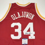 Autographed/Signed Hakeem Olajuwon Houston Red Basketball Jersey Beckett COA