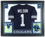 Zach Wilson Signed BYU Cougars Framed Jersey Display (JSA) New York Jets 2021 Pk