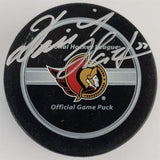 Dominik Hasek Signed Ottawa Senators Logo Puck (Steiner COA) Over 300 NHL Wins