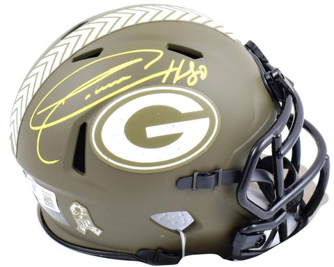 Donald Driver Signed Packers Salute to Service Speed Mini Helmet-Beckett W Holo