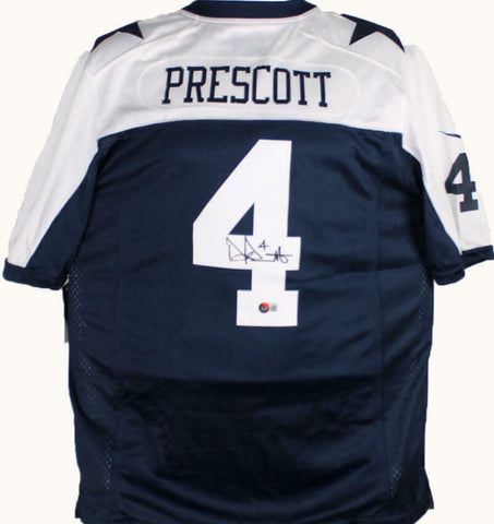 Dak Prescott Autographed Cowboys Blue Alternate Nike Game Jersey-BAW Holo *Black
