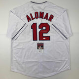 Autographed/Signed Roberto Alomar Cleveland White Baseball Jersey JSA COA