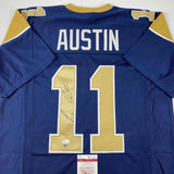 Autographed/Signed Tavon Austin St. Louis Blue Football Jersey JSA COA