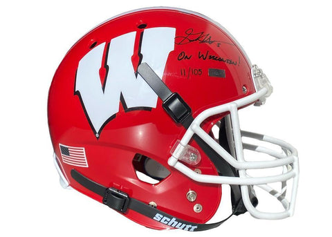 GRAHAM MERTZ Autographed "On Wisconsin" Full Size Badgers Helmet PANINI LE 105