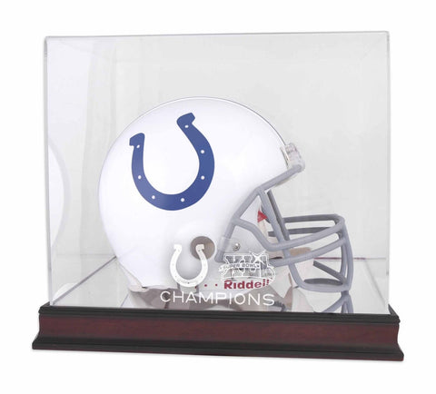 Indianapolis Colts Super Bowl XLI Champs Mahogany Helmet Logo Display Case