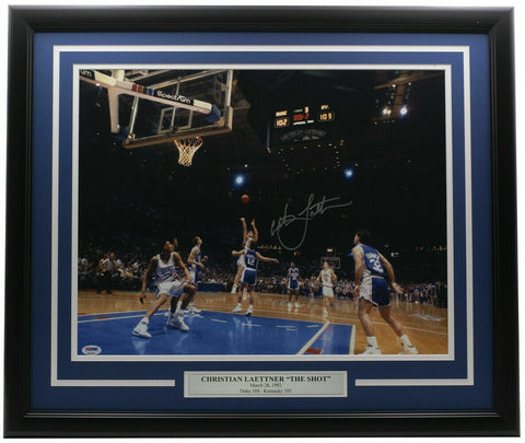 Christian Laettner Signed Framed Duke Blue Devils 16x20 Photo PSA/DNA