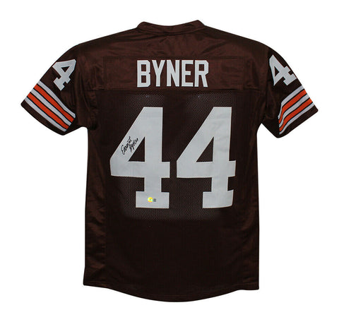 Earnest Byner Autographed/Signed Pro Style Brown XL Jersey Beckett 35501