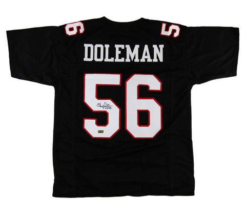 Chris Doleman Signed Atlanta Custom Black Jersey With "HOF 12" Inscription