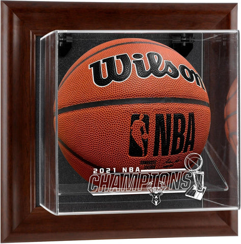 Bucks Brown FRMD Mountable2021 NBA Finals Champ Logo Basketball Display Case