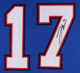 Josh Allen Signed Buffalo Bills 31x35 Custom Framed Jersey (JSA COA) Rookie QB