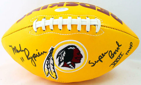 Mark Rypien Autographed Washington Yellow Logo Football w/ SB MVP - JSA W Auth