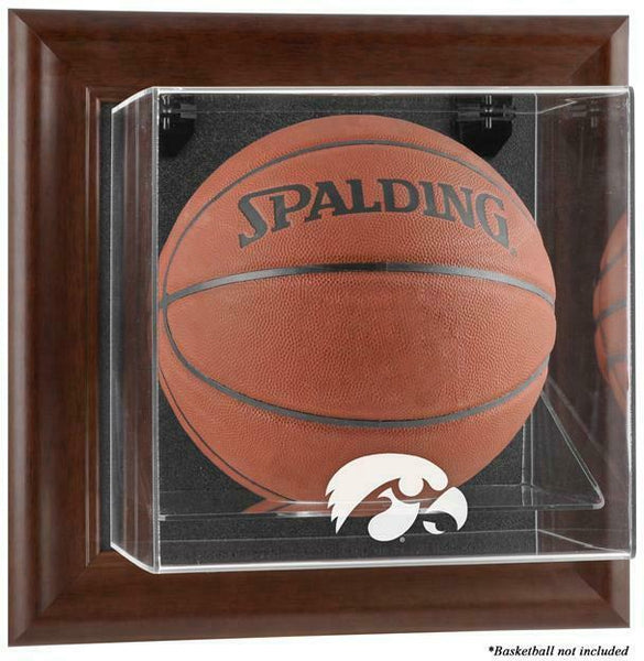 Iowa Hawkeyes Brown Framed Wall-Mountable Basketball Display Case - Fanatics