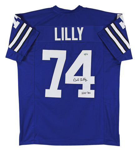 Bob Lilly "HOF 80" Authentic Signed Blue Pro Style Jersey BAS Witnessed