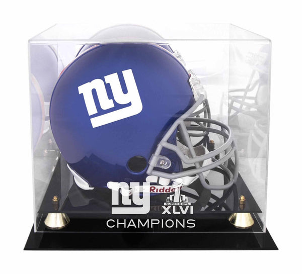 Giants Super Bowl XLVI Champs Golden Classic Helmet Logo Display Case