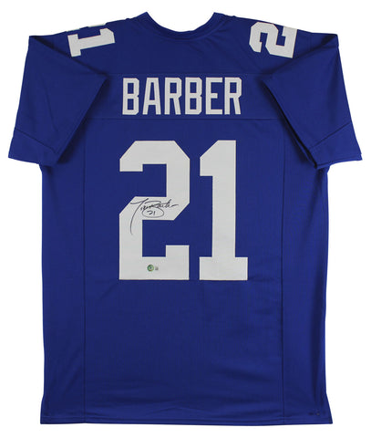 Tiki Barber Authentic Signed Blue Pro Style Jersey Autographed BAS Witnessed