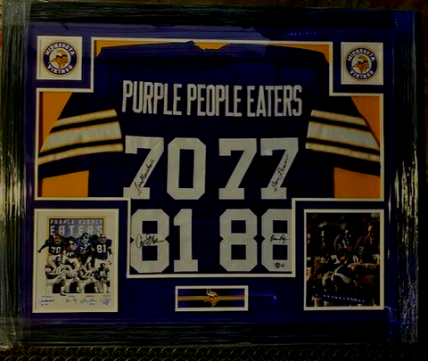 Purple People Eater Signed Minnesota Vikings 35x43 Framed Purple Jersey /Beckett