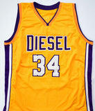 Shaquille O'Neal Signed Gold Los Angeles Pro Style Stat Jersey - Beckett W Holo