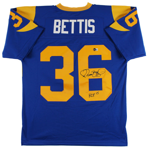 Rams Jerome Bettis "HOF 15" Signed Blue Mitchell & Ness Jersey BAS Witnessed
