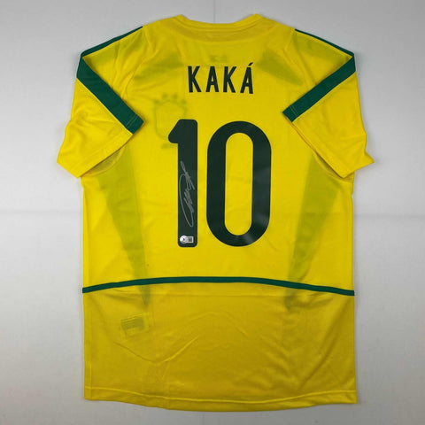 Autographed/Signed Ricardo Kaka Brazil Yellow Soccer Jersey Beckett BAS COA