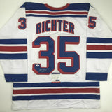 Autographed/Signed MIKE RICHTER New York White Hockey Jersey PSA/DNA COA Auto