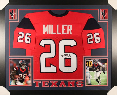 Lamar Miller Signed Texans 35x43 Custom Framed Jersey (JSA) Houston Running Back