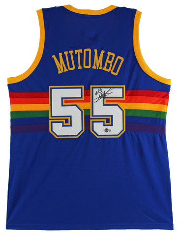Dikembe Mutombo Authentic Signed Navy Blue Pro Style Jersey BAS Witnessed