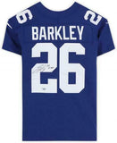 Frmd Saquon Barkley Giants Signed Blue Elite Jersey & "18 ROY" Insc