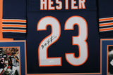 DEVIN HESTER (Bears navy SKYLINE) Signed Autographed Framed Jersey JSA
