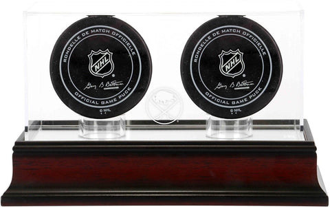 Buffalo Sabres Mahogany Two Hockey Puck Logo Display Case