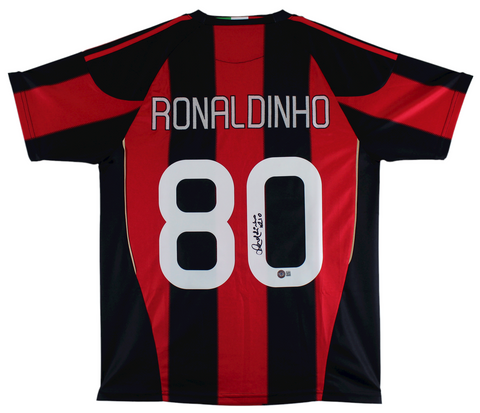 AC Milan Ronaldinho Authentic Signed Black & Red Adidas Jersey w/ Black Sig BAS