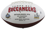 Buccaneers Warren Sapp "HOF 13" Signed White Panel Logo Football BAS Witnessed
