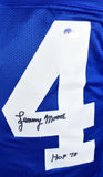 Lenny Moore Autographed Blue Pro Style Jersey w/HOF-Beckett W Hologram *Black*R2