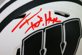 TJ Watt Signed Wisconsin Badgers Lunar Speed Mini Helmet- Beckett W Holo *Red