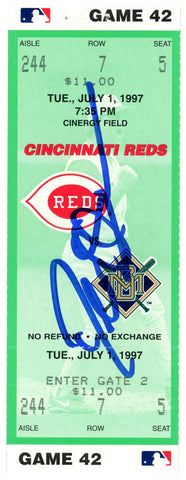 Deion Sanders Signed Cincinnati Reds 7/1/1997 vs Brewers Ticket BAS 37212