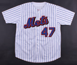 Tom Glavine Signed Mets Pinstipped Jersey (JSA COA) Won his 300th Game as a Met