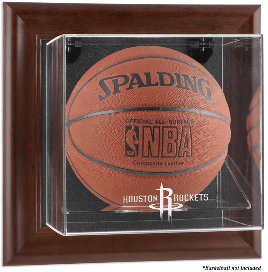 Houston Rockets Brown Framed Wall-Mountable Basketball Display Case
