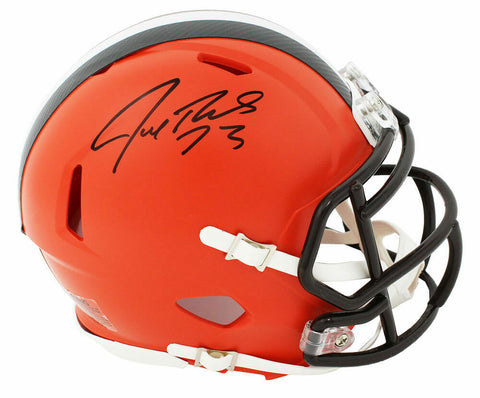JOE THOMAS Signed Cleveland Browns Riddell Speed Mini Helmet - SCHWARTZ