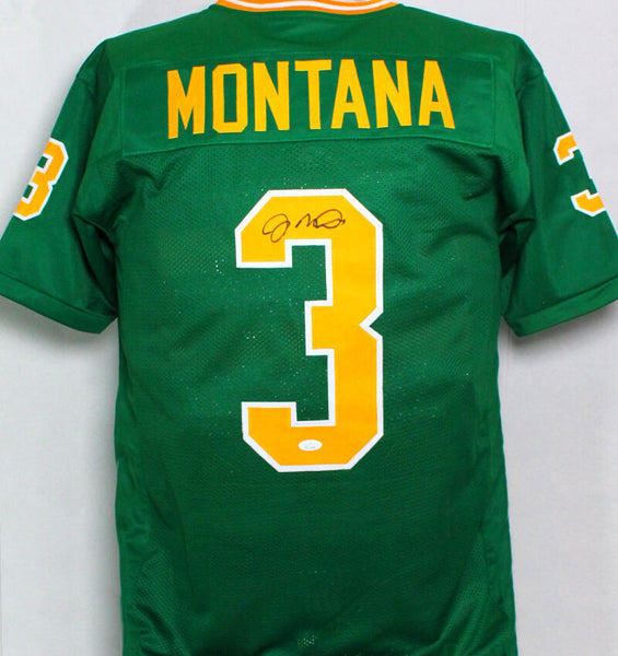 Joe Montana Autographed Green College Style Jersey - JSA W Auth *T3