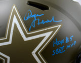 Roger Staubach Signed Cowboys F/S Salute to Service Speed Auth Helmet-BAW Holo